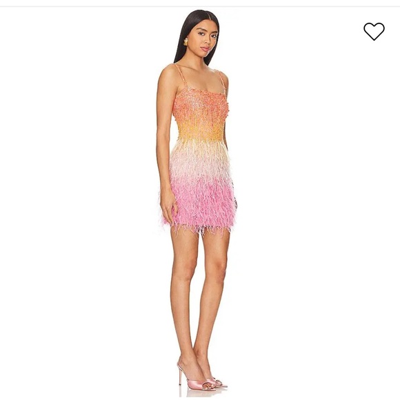Nadine Merabi Cassie Sunset Feather Mini Dress - Picture 4 of 11